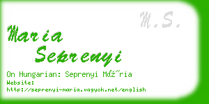 maria seprenyi business card